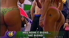 Blonde strips seductively on Brazilian TV