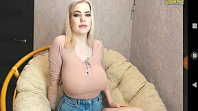 Blonde Girl Emotionally Reveals Her White Big Tits In Webcam Show