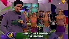 Blonde strips seductively on Brazilian TV