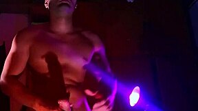 Muscular men feel big cock pleasure in handjob masturbation