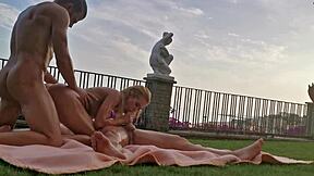 Nasty blonde slut oiled for intense double penetration