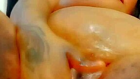 look at this sexy oily chubby body with big natural tits bouncing