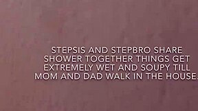 Stepmom and stepson share intimate shower moments, getting wet and soapy together
