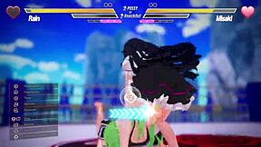 Two lesbians engage in a playful kissing and fingering battle