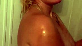 Stepmom and stepson share intimate shower moments, getting wet and soapy together