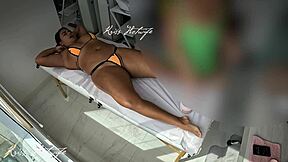 Brazilian Brunette Uses Stuffed Bikini For Delicious Pussy Massage