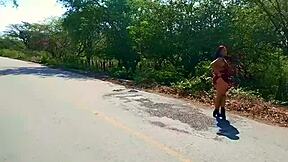 milf shows natural tits and ass outdoors in cancun mexico street flashing