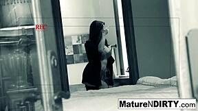 Brunette milf secretly recorded masturbating and fucking