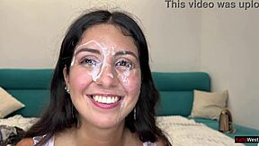 Cum on face compilation with swallowing