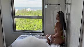 Is that perfect tourist fucking cowgirl in the jacuzzi at sunset?