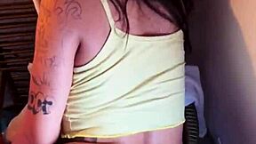 brunette enjoys passionate sex on the swing chair