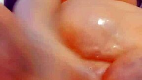 look at this sexy oily chubby body with big natural tits bouncing