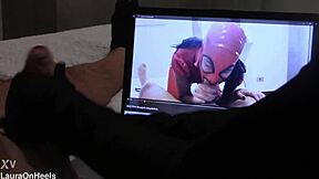 here's a preview handjob in gloves for my fan, with cumshot while watching