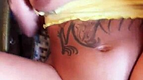 brunette enjoys passionate sex on the swing chair