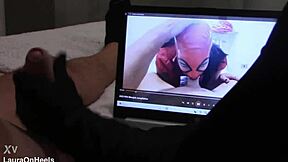 here's a preview handjob in gloves for my fan, with cumshot while watching