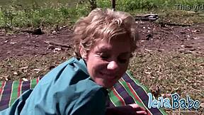 Leila Teases Outdoors with Big Breasts Nude