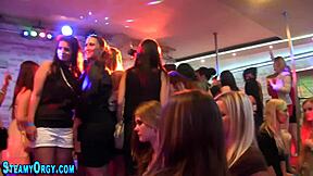 Teen Amateurs Deliver Intense CFNM Blowjobs in Night Club