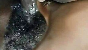 hairy creamy ebony college student fucking with boyfriend. is it wet?