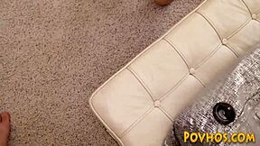 Small teen in pov rides rod while rubbing her tight pussy eagerly.