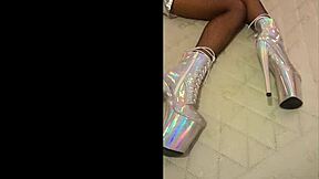 Total silver and fishnet pantyhose