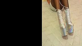 Total silver and fishnet pantyhose