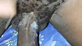 hairy creamy ebony college student fucking with boyfriend. is it wet?