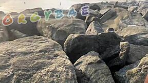 Couple's Voyeur Fun At Public Bar And Beach