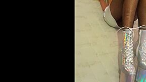 Total silver and fishnet pantyhose