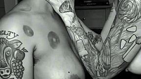 dom dyke spits in sub stud's mouth lesbian spit play rough kissing tattooed queer couple