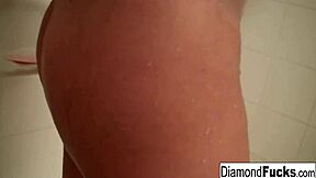 diamond gets wet and wild in the shower masturbating