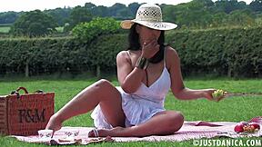 donna ambrose enjoys a picnic and masturbates