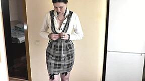 Solo girl student sexy teen 18+ager beautiful girl assol fingers masturbating wet pussy gets orgasm and squirt squirting handjob fetish no panties without panties under skirt pussy masturbation