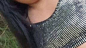 Public fucking culminates in a powerful squirt