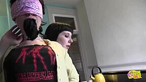 Two Brunette Goth Girls Explore Kinky House Activities.