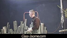 blonde teen experiences intense emotions during workshop threesome