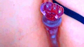 Amateur teen girls masturbate puffy shaved pussies using glass dildos