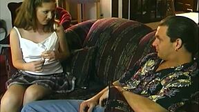 julia inhales the cock and spreads her bare shaven pussy for her boyfriend