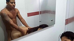 Colombian with big tits fucking in the shower