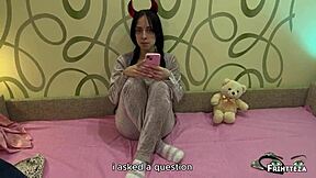 Stepfather punishes stepdaughter with blowjob and pussy riding for phone.