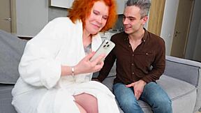 stepson spies on busty redhead milf fucking stepsons best friend in homemade