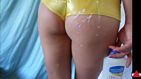 Lotion Loads Sprayed On Hot Ass In A Fetish Scene With Squirting And Cumshots