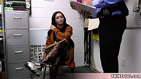 Pretty Vanessa, caught by the mall cop, must offer her tight pussy for a quick punish fuck?