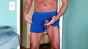 pervy papifachero lovs his muscle shorts for around house soft cotton feels good against thick dad