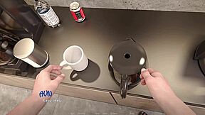 Busty Blonde Struggles With Massive Cock Behind Counter