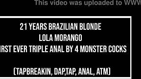 21 years brazilian blonde lola morango first ever triple anal by monster cocks