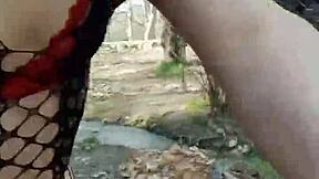Reymisterio422 explores favorite forest spot with crossdressing transsexual outdoor toy play