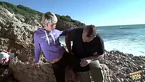 Blonde Feels Pervy On Beach, Deepthroats And Tries Anal Hardcore