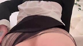 petite wednesday addams big round ass bouncing on a big dildo