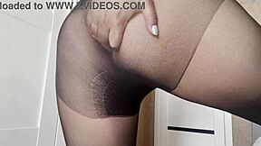 Step Sister in Transparent Pantyhose Without Panties