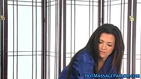 Lingerie Masseuse in Heels Tugging Cock